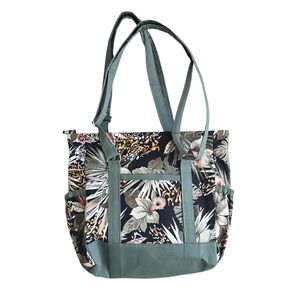 La Verne Hand Made Women's  Tropical Floral Print Pocket Bag Tote